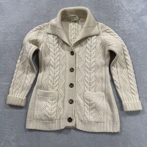 De Mura Button Cardigan Sweater Women's L Cream Knit Vintage Wool